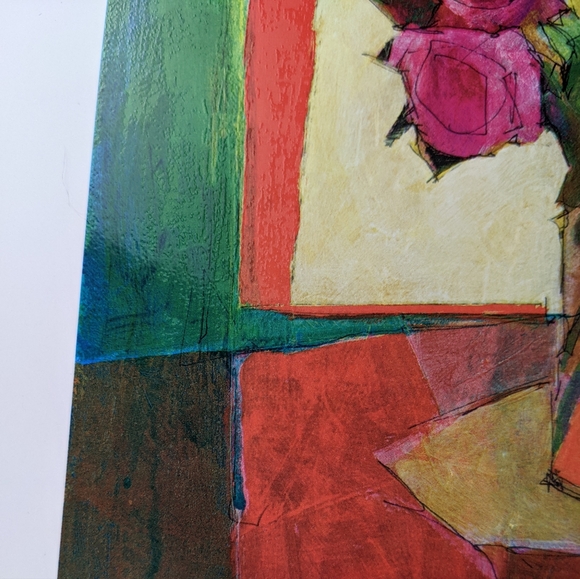 Yuval Wolfson NWOT art print signed archival "Breakfast Table" floral yellow - Picture 6 of 9